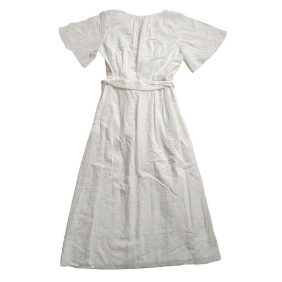 NWT Joie Azariah Midi in Clean White Embroidered Eyelet Faux Wrap Dress 2 $348 - Picture 9 of 9
